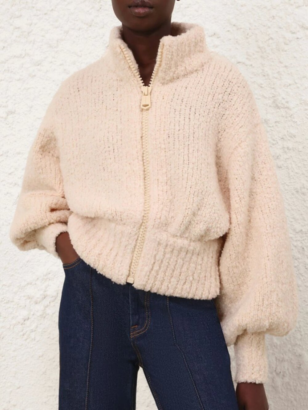 Zimmermann Hypnotic Boucle Knit Bomber Jacket In Chalk Women's Size US 6 - NWT